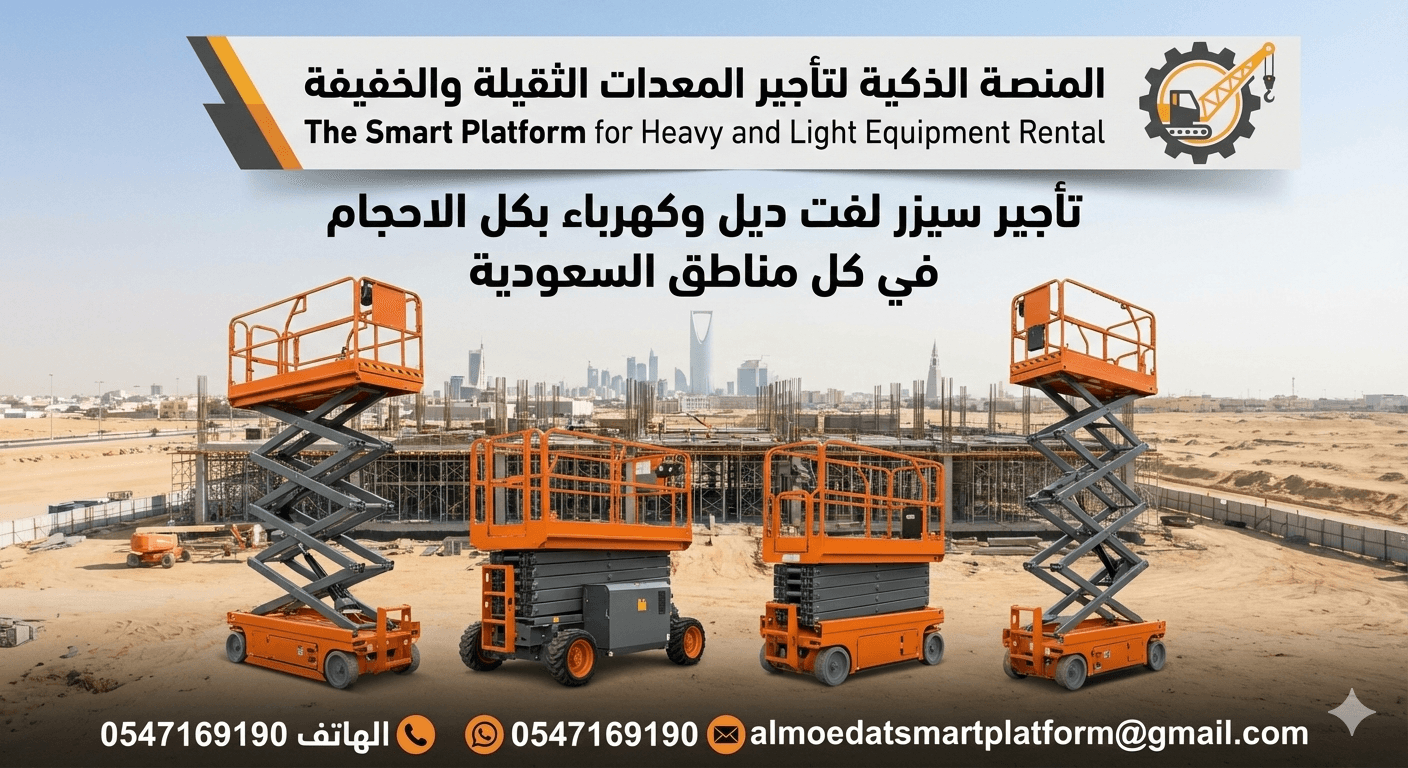 سيزر لفت للايجار 12متر كهرباء- 14متر – 16متر – 8 متر – 10متر | الرياض- جدة – الدمام