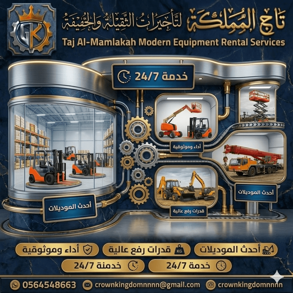 شركة تاج المملكة لتاجير المعدات الثقيلة والخفيفة / 0564548663 افضل شركة تاجير معدات ثقيلة و خفيفة في الدمام السعودية