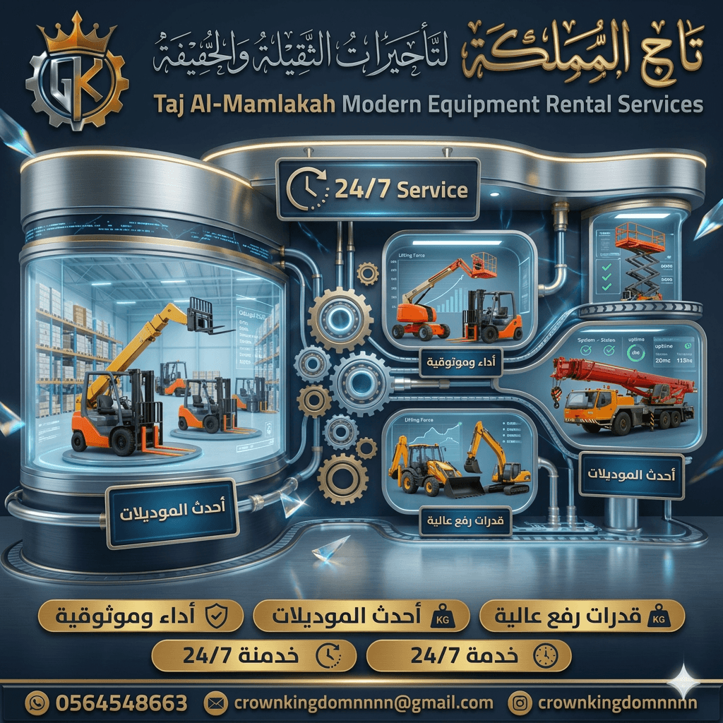 شركة تاج المملكة لتاجير المعدات الثقيلة والخفيفة / 0564548663 افضل شركة تاجير معدات ثقيلة و خفيفة في الدمام السعودية