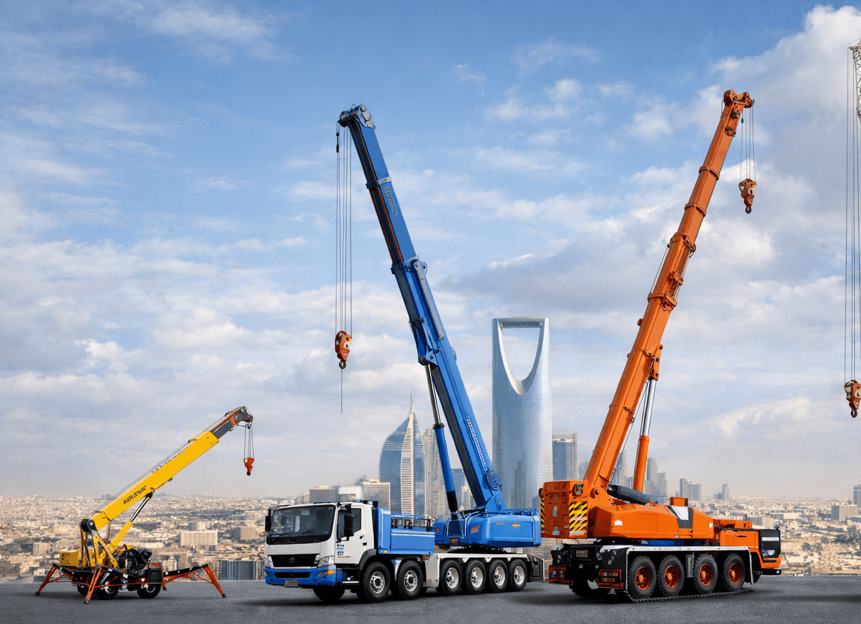 كرين للايجار في السعودية | رافعة متحركة – برجية – زحاف – سلة – ونش | جميع المناطق