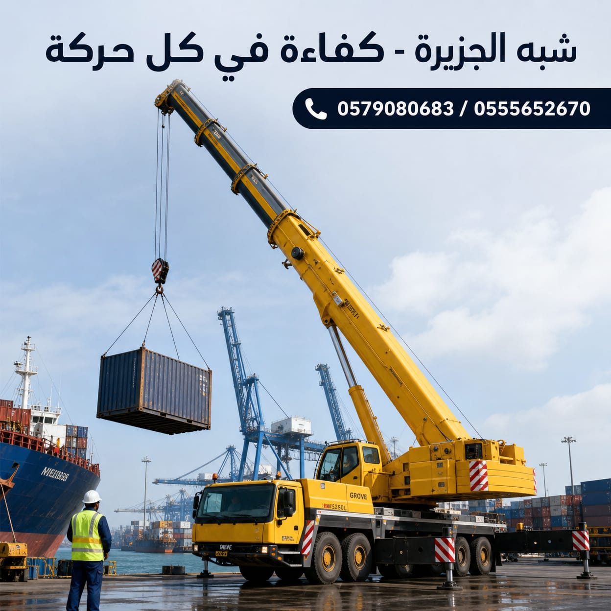 كرين موبايل للايجار بجدة 🔻 شركة شبه الجزيرة للتاجير 🛠 0555652670 🏗