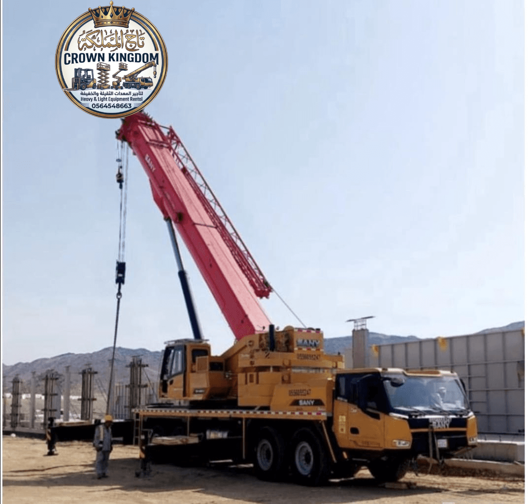 تأجير كرينات في الجبيل • رافعات صناعية ضخمة — 25T إلى 150T | مصانع ومشاريع بترولية 🏭