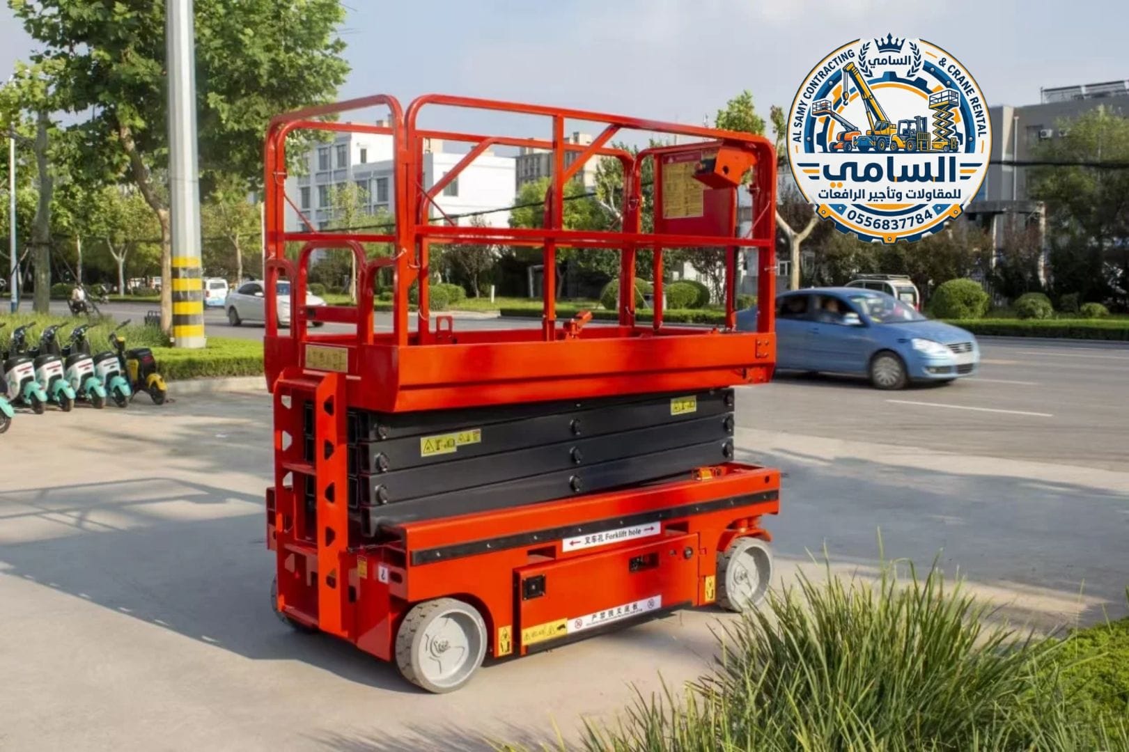 سيزر لفت كهربائي هادئ للإيجار – رافعات مقصية 8 10 12 متر – للمستودعات والمولات
