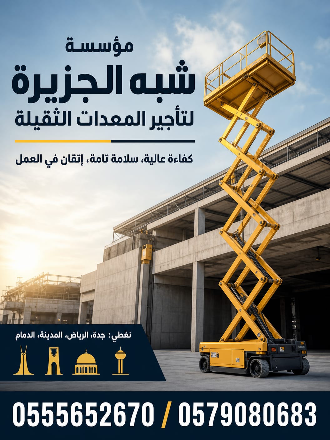 تاجير سيزر لفت في الرياض | سيزر لفت للايجار الرياض ✓ 6-8-12-14-16 متر